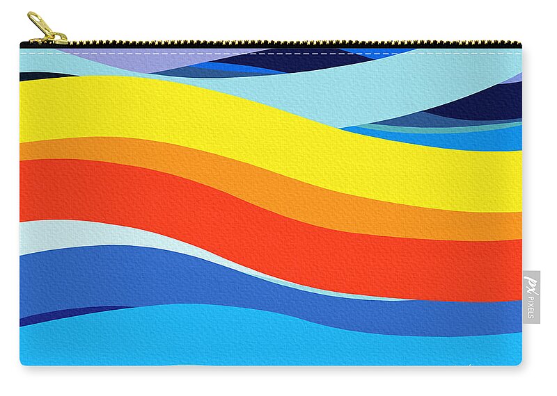 Abstract Zip Pouch featuring the painting Abstract Lines Summer Beach Art Painting by iAbstractArt