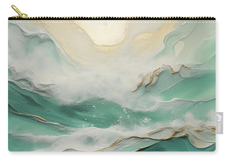 Blue Zip Pouch featuring the painting Abstract Seascape 3 by Greg Collins