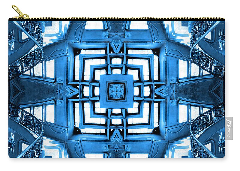 Abstract Stairs Zip Pouch featuring the photograph Abstract Stairs 5 in Blue by Mike McGlothlen