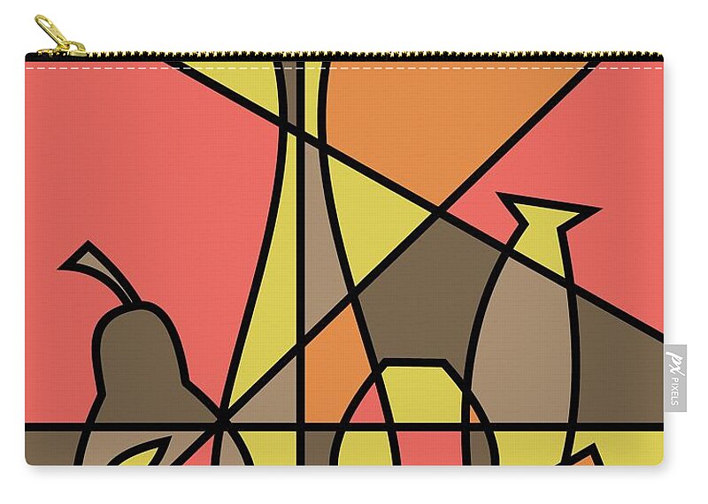 Mid Century Zip Pouch featuring the digital art Abstract Still Life 2 by Donna Mibus