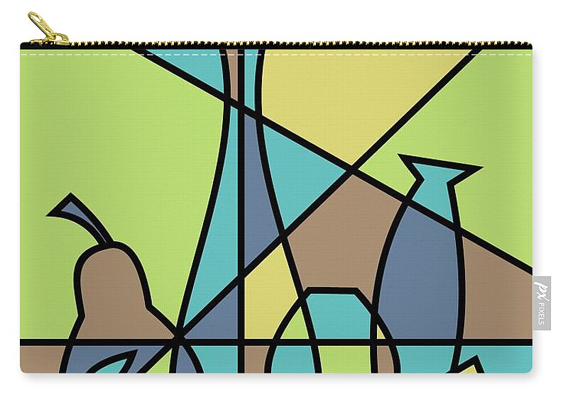 Mid Century Zip Pouch featuring the digital art Abstract Still Life by Donna Mibus
