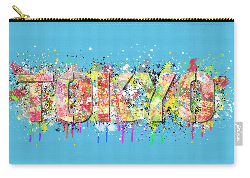Abstract Tokyo Zip Pouch featuring the digital art Abstract Tokyo - Japan by Stefano Senise