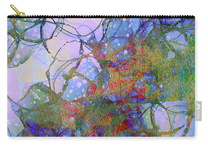 Abstract Zip Pouch featuring the painting Abstract Trees Under the Sea Red and Blue Sky by Itsonlythemoon