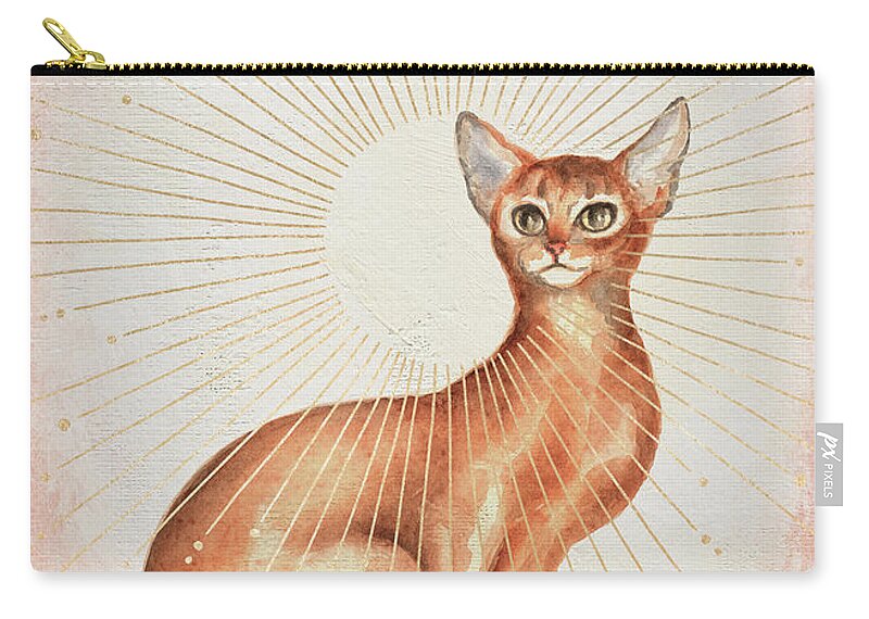 Abyssinian Cat Zip Pouch featuring the painting Abyssinian Cat by Garden Of Delights