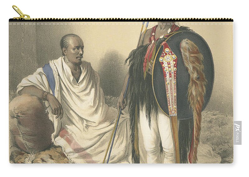 Abyssinian Priest And Warrior Zip Pouch featuring the painting Abyssinian priest and warrior by Artistic Rifki