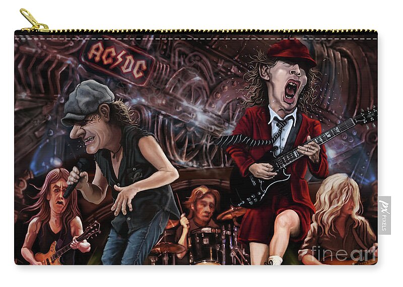 Ac/dc Zip Pouch featuring the digital art Ac/dc by Andre Koekemoer