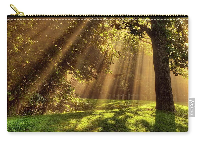 Sunburst Zip Pouch featuring the photograph Acadia Rays 2032 by Greg Hartford