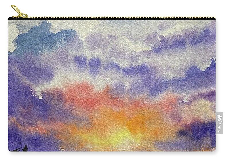  Zip Pouch featuring the painting Acadia Sunset by Kellie Chasse