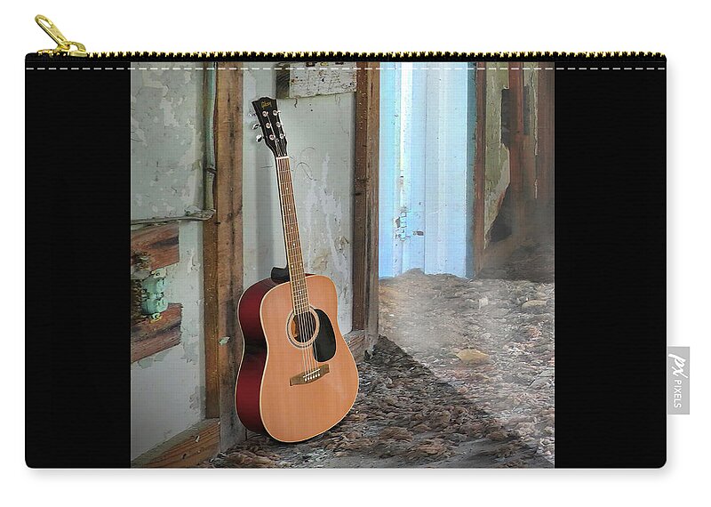 Acoustic Guitar Zip Pouch featuring the photograph Acoustic Life 5 - Work in Progress by Mike McGlothlen