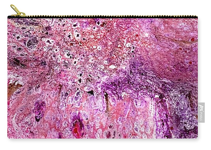 Colorful Carry-all Pouch featuring the painting Acrylic Pour III Symphony in pink by David Euler