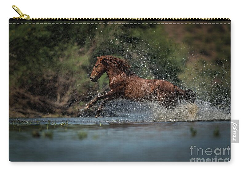 Stallion Zip Pouch featuring the photograph Action by Shannon Hastings