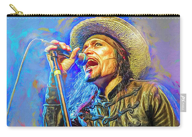 Adam Ant Zip Pouch featuring the mixed media Adam Ant by Mal Bray