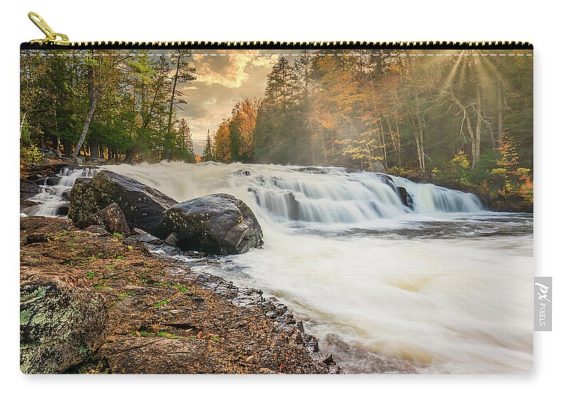 Fall Zip Pouch featuring the photograph Adirondacks Autumn at Buttermilk Falls 5 by Ron Long Ltd Photography