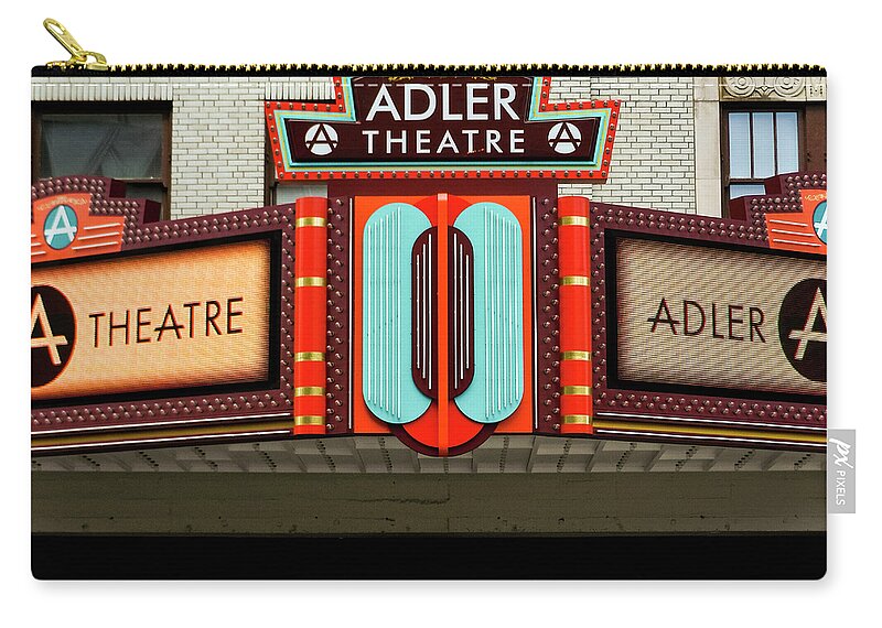 Hotel Mississippi Zip Pouch featuring the photograph Adler Theatre Marquee by Christi Kraft
