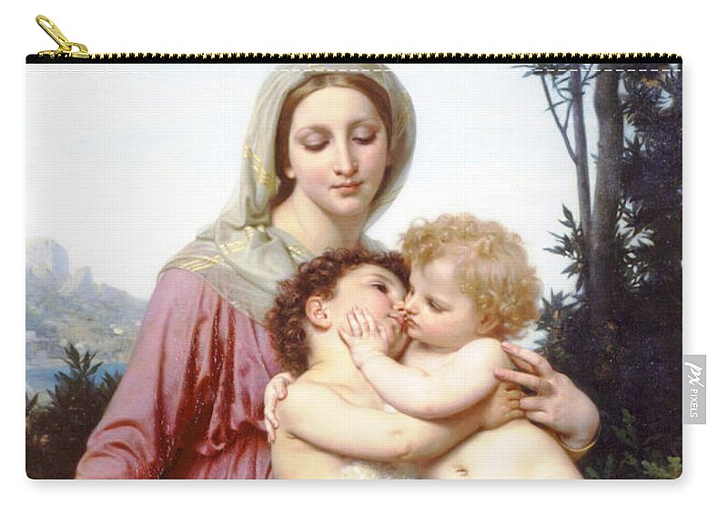 Adolphe Zip Pouch featuring the photograph Adolphe William Holy Family 1863 by Munir Alawi