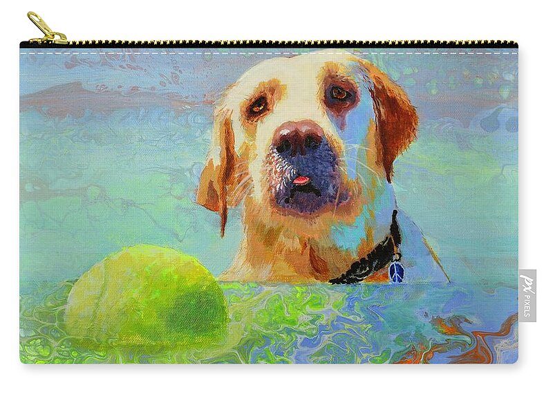 Dog Zip Pouch featuring the painting Adventure Dog by Lynee Sapere