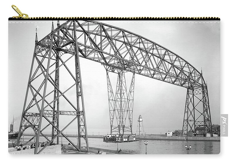 Duluth Zip Pouch featuring the photograph Aerial Transfer Bridge Bridge, 1906 by Detroit Publishing Co