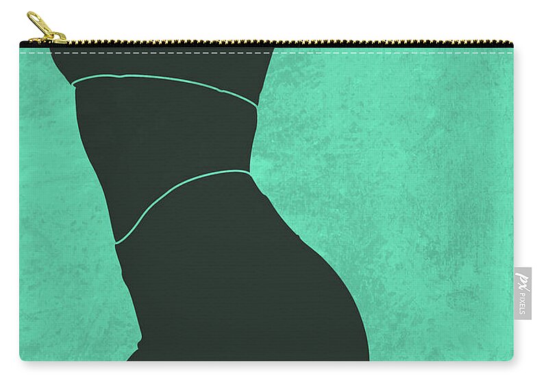 Female Figure Carry-all Pouch featuring the mixed media Aesthetique - Female Figure - Minimal Contemporary Abstract 04 by Studio Grafiikka