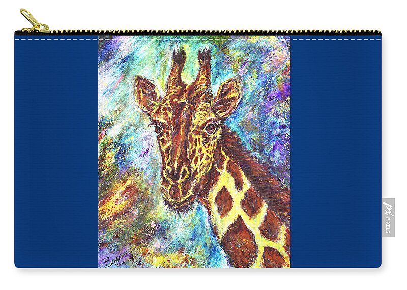 African Giraffe Carry-all Pouch featuring the painting African Giraffe by John Bohn