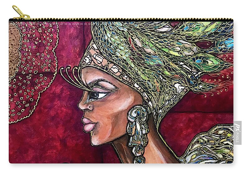 Original Painting Zip Pouch featuring the painting African Princess by Rae Chichilnitsky
