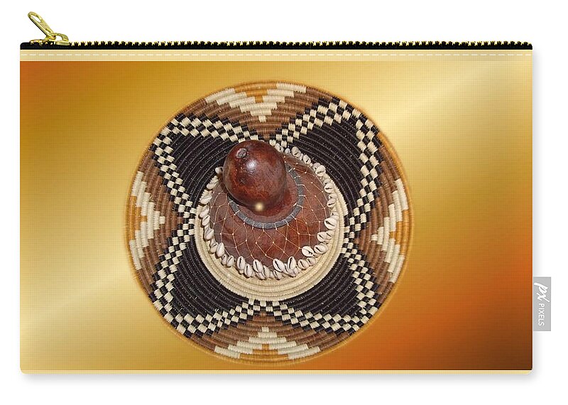 African Carry-all Pouch featuring the photograph African Shekere Instrument in a basket by Nancy Ayanna Wyatt