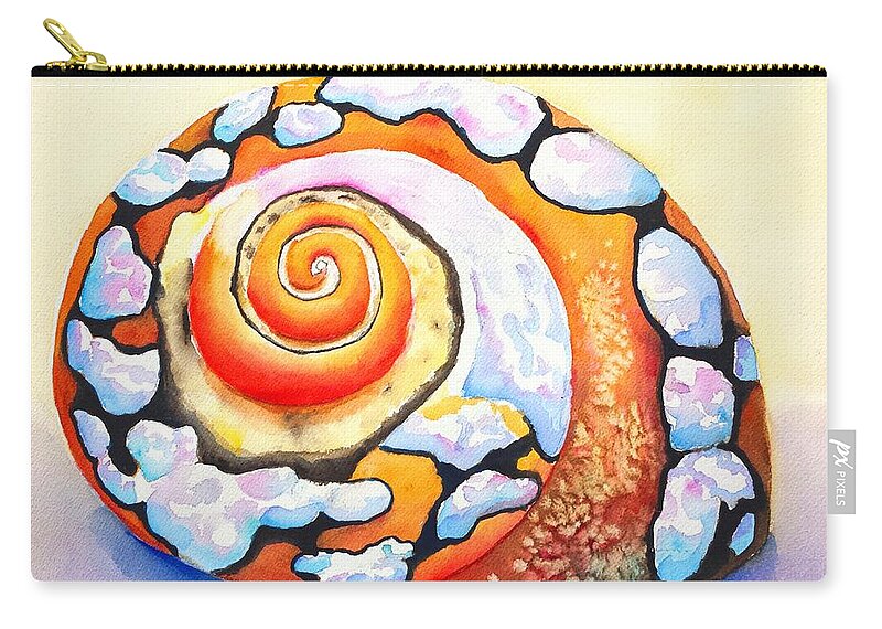 Shell Carry-all Pouch featuring the painting African Turbo Shell by Carlin Blahnik CarlinArtWatercolor