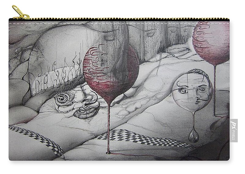 Drawing Zip Pouch featuring the drawing After Dali by Geni Gorani