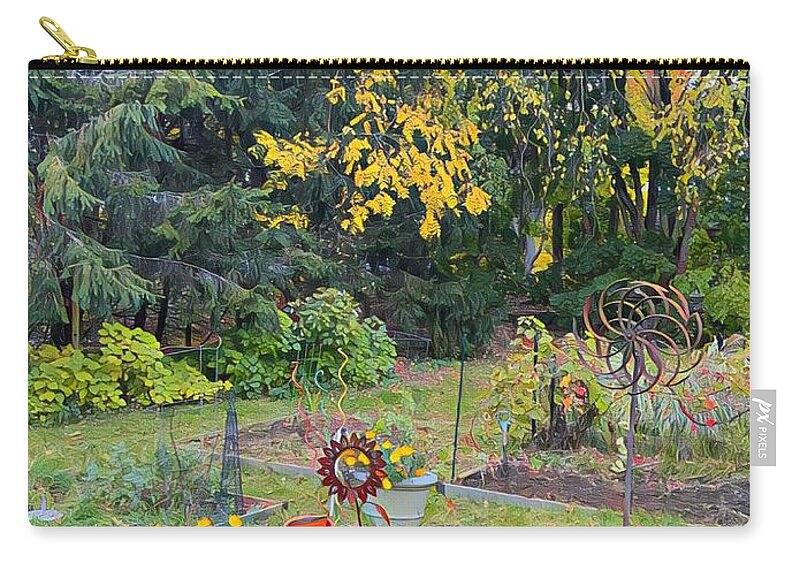 Garden Zip Pouch featuring the digital art After the harvest by Steve Glines