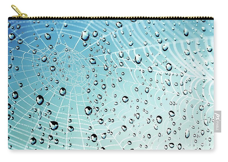 Cobweb Zip Pouch featuring the photograph After the Rain Cobwebs by Andrea Kollo