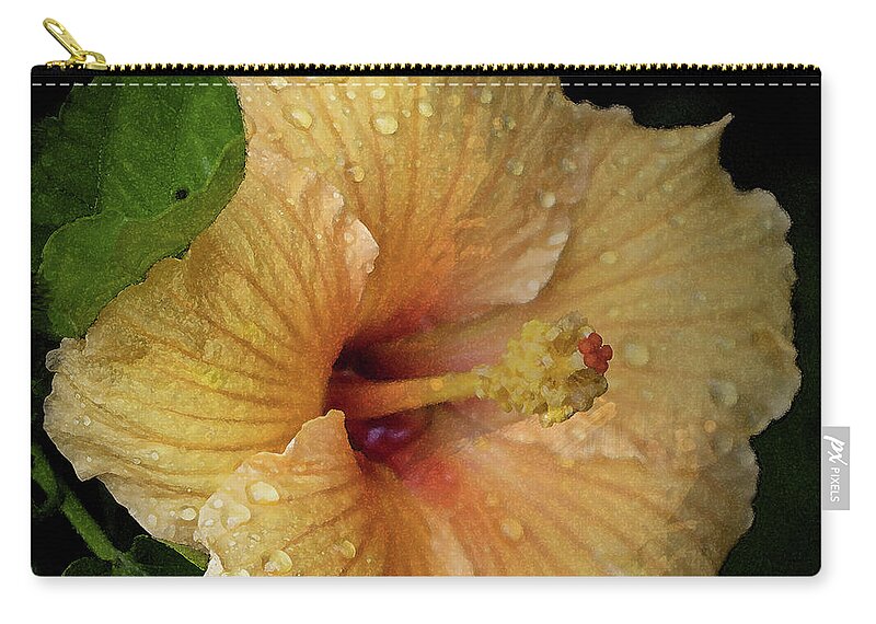 Hibiscus Zip Pouch featuring the photograph After the Rain by M Kathleen Warren