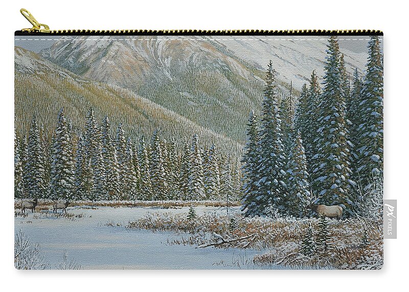 Canadian Zip Pouch featuring the painting After The Snow by Jake Vandenbrink