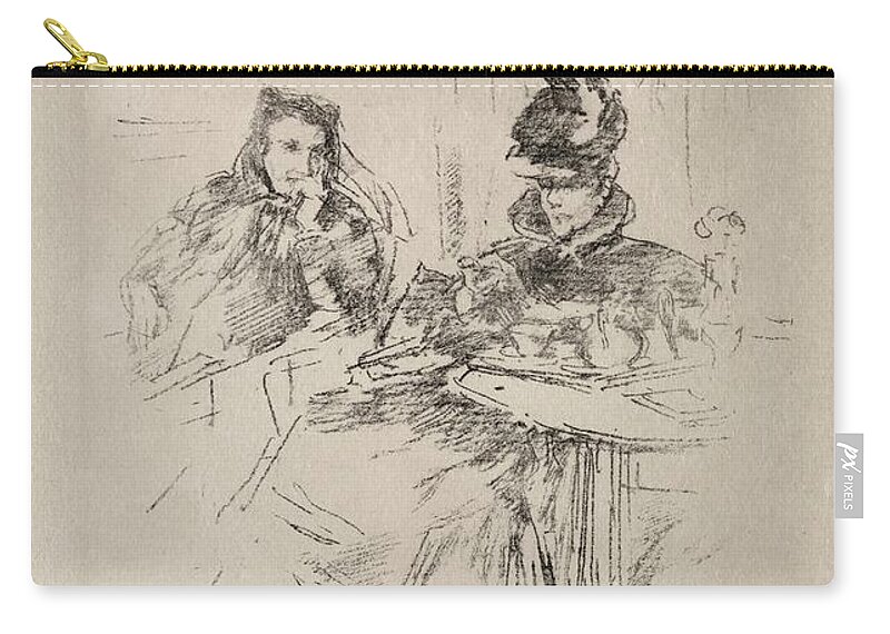 Background Zip Pouch featuring the painting Afternoon Tea, Mrs. Phillips and Mrs. Charles Whibley 1897 James McNeill Whistler by MotionAge Designs