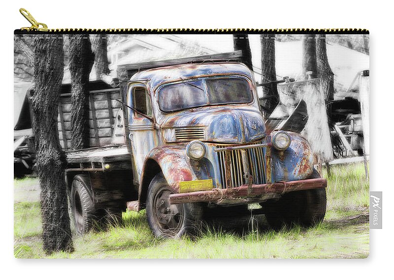 Vintage Truck Photo Prints Carry-all Pouch featuring the digital art Aged 01 by Kevin Chippindall