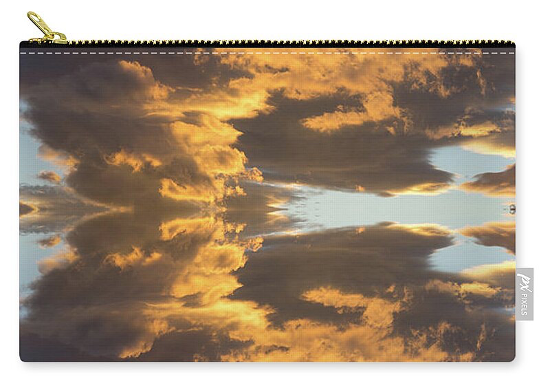 Celestial Zip Pouch featuring the digital art Air and golden light, a journey through time by Adriana Mueller