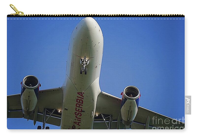 Airplane Zip Pouch featuring the photograph Air Serbia by Claudia Zahnd-Prezioso