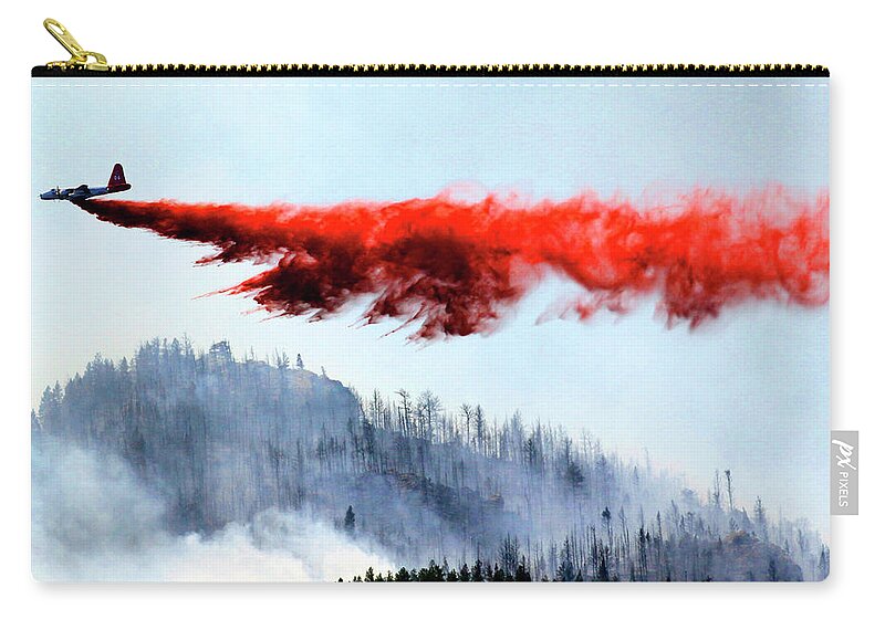 Plane Zip Pouch featuring the photograph Air Tanker Wildfire Drop by Rick Wilking
