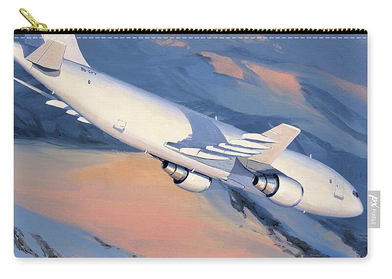 Aircraft Zip Pouch featuring the painting Airbus A300 by Jack Fellows