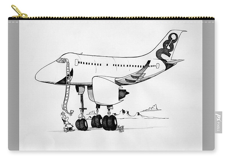 Original Art Carry-all Pouch featuring the drawing Airbus A320neo by Michael Hopkins