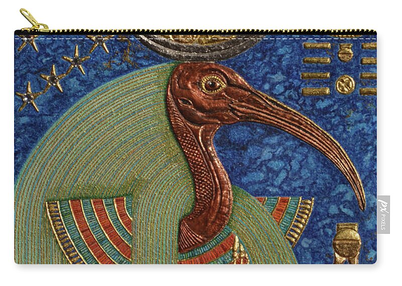 Ancient Zip Pouch featuring the mixed media Akem-Shield of Djehuty and the Souls of Khemennu by Ptahmassu Nofra-Uaa
