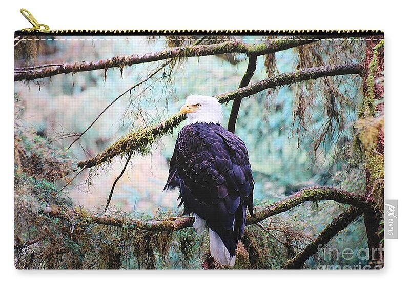 Alaska Zip Pouch featuring the digital art Alaska Bald Eagle by Doug Gist