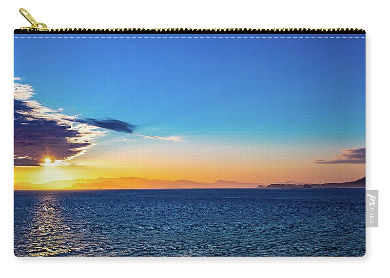 Alaska Carry-all Pouch featuring the digital art Alaska Inside Passage Sunset III by SnapHappy Photos