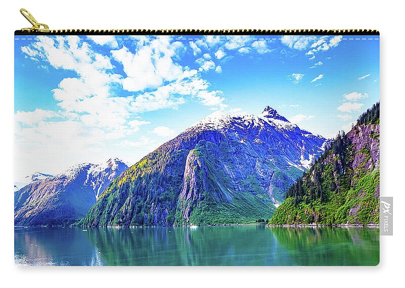Alaska Carry-all Pouch featuring the digital art Alaska Inside Passage wide by SnapHappy Photos