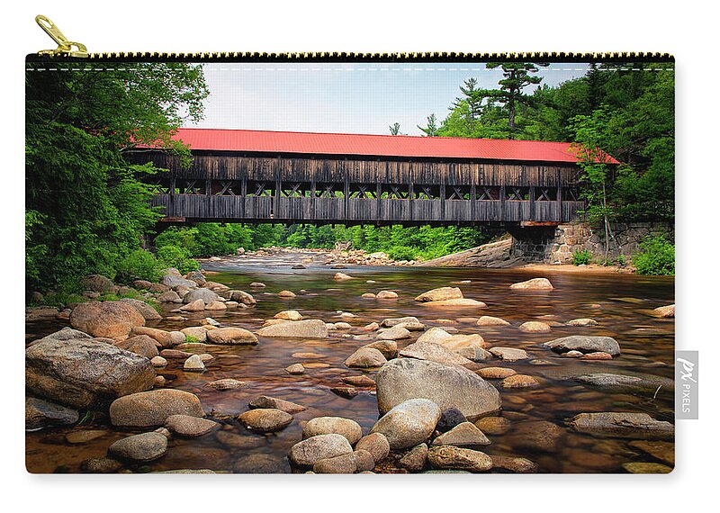 America Zip Pouch featuring the photograph Albany Covered Bridge by Andy Crawford