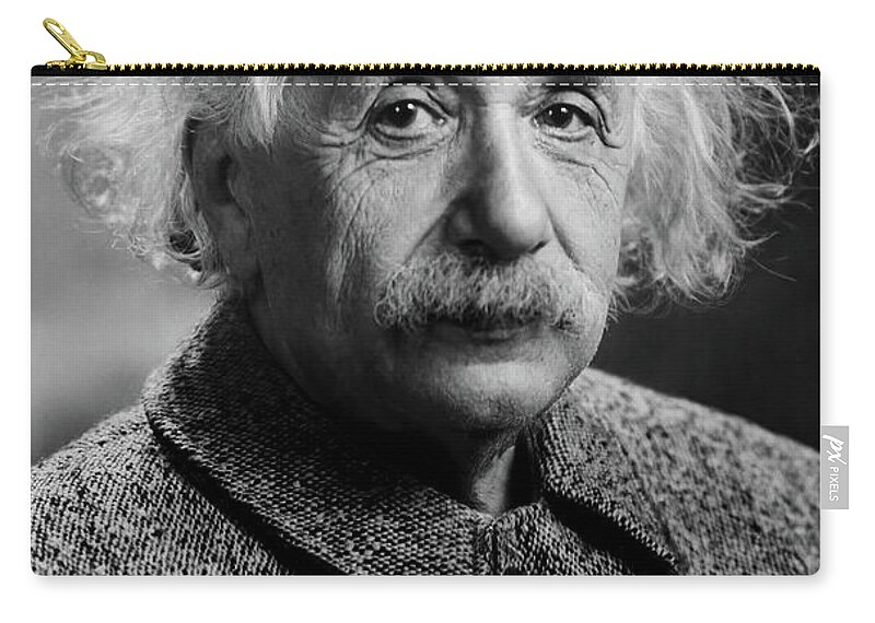 Albert Einstein Zip Pouch featuring the photograph Albert Einstein - 1947 by LOC Orren Jack Turner