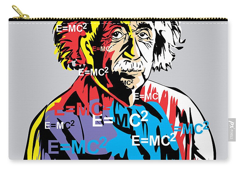 Science Zip Pouch featuring the painting Albert Einstein Hermann by Anthony Mwangi