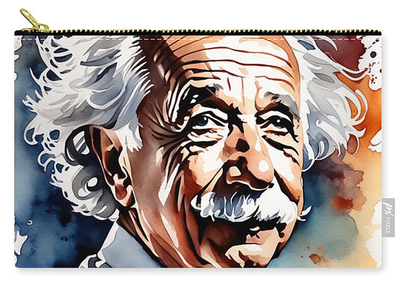 Art Zip Pouch featuring the digital art Albert Einstein by Manjik Pictures