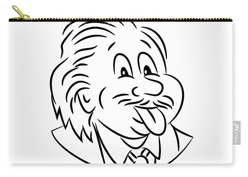 Albert Einstein Sticking Tongue Out Cartoon Black and White Carry-all Pouch  by Aloysius Patrimonio - Pixels