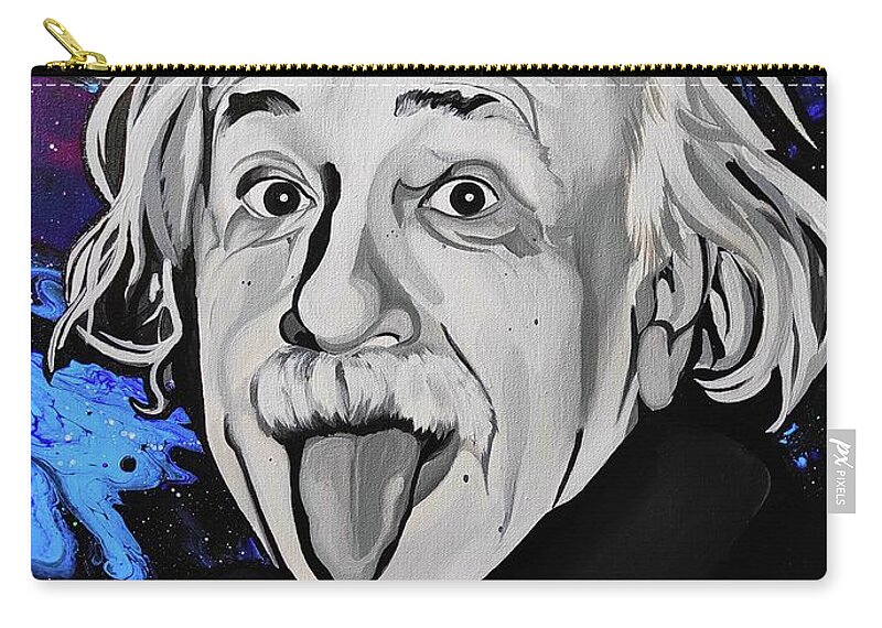 Albert Einstein Zip Pouch featuring the painting Albert Einstein by Victoria Glaittli