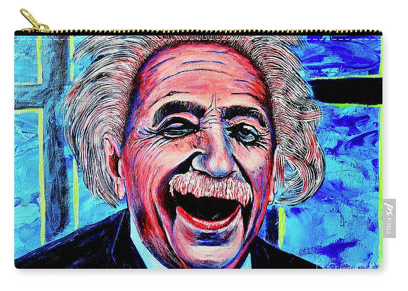 Human Zip Pouch featuring the painting Albert Einstein by Viktor Lazarev