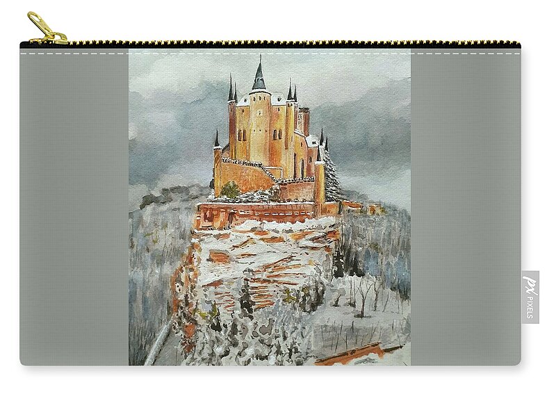 Palace Zip Pouch featuring the painting Alcazar of Segovia. Spain by Carolina Prieto Moreno